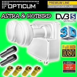 OPTICUM LNB Monobloc Twin ASTRA HOTBIRD Double Tête parabole Full HD 4K 01dB