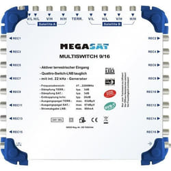 Commutateur Multiswitch - MEGASAT - 9-16 - 9 Entrées (1 TERR 8 SAT) - 16 Sorties - Compatible LNB Quad