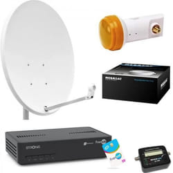 Kit Parabole 60 cm - STRONG - SRT 7407 HD - Récepteur satellite FRANSAT - LNB Single - 20m Coaxial