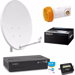Kit Parabole 60 cm - THOMSON - Récepteur Strong FRANSAT - LNB Single - 20m Coaxial - Satfinder