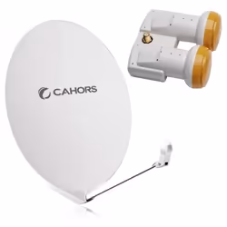Parabole Satellite - CAHORS - SMC 80CM - LNB Monobloc Single - Couleur Blanche - Gain 3825dB