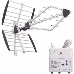 Antenne TNT - TRIAX - VIP445 - Gain 175 dBi - Amplificateur 30 dB - 2 Sorties