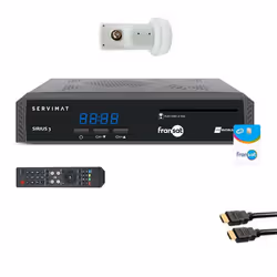 Pack SERVIMAT Récepteur TV satellite HD + carte Fransat PC6 + Câble HDMI + LNB Single