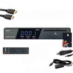 Servimat - Pack Récepteur satellite hd + Carte tntsat V6 + Câble hdmi + Câble 12V + Déport ir
