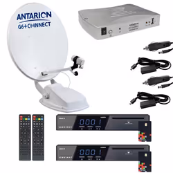Pack Parabole Satellite Automatique TWIN 65cm Camping Car + 2x Récepteur TNTSAT HD Astra