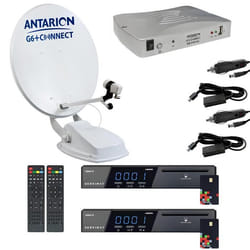 Pack Parabole Satellite Automatique TWIN 65cm Camping Car + 2x Récepteur TNTSAT HD Astra