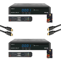 Pack SERVIMAT 2x Récepteurs TV Satellite Full HD + Carte TNTSAT V6 + Câble HDMI