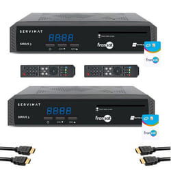 Pack SERVIMAT 2x Récepteurs TV Satellite HD + Carte FRANSAT PC6 + Câble HDMI