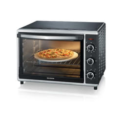 Severin - Mini-Four noir/inox 1800 w - Capacité de 42L - Chaleur Tournante - Pierre à Pizza