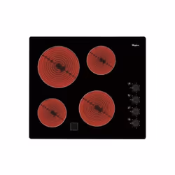 4 foyers radiants dont 1 zone Ø 21 cm 2,1 kW 6 niveaux de puissance Témoins individuels de chaleur résiduelle. Matière: verre ...
