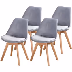ENJOY Lot de 4 Chaises design scandinave Gris Bois Naturel