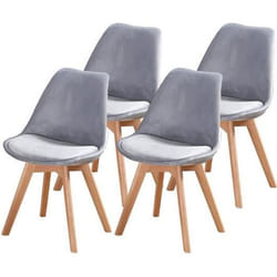 ENJOY Lot de 4 Chaises design scandinave Gris Bois Naturel