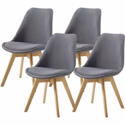 STONE Lot de 4 Chaises design scandinave Gris Foncé Bois Naturel