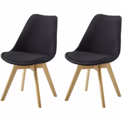 STONE Lot de 2 Chaises design scandinave Noir Bois Naturel