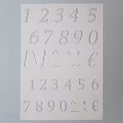 Pochoir stencil format A5 Chiffres et signes alphabet