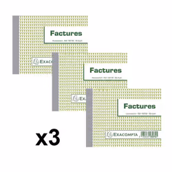 3 facturiers - Dupli - Autocopiants - 105x135cm - 50 feuilles - Exacompta - 13274E