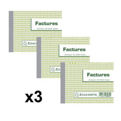 3 facturiers - Dupli - Autocopiants - 105x135cm - 50 feuilles - Exacompta - 13274E