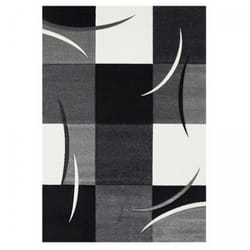 Tapis salon et chambre 120x170 gris rectangle tissé motif damier LYN8