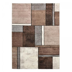 Tapis TUHO - Motif géométrique - Beige, marron, gris, blanc