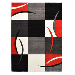 Unamourdetapis - Tapis salon et chambre 80x150 rouge rectangle tissé motif géométrique virgulada