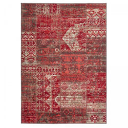 Tapis salon et chambre 200x290 rouge rectangle tissé motif ethnique LYN1