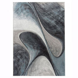Tapis salon et chambre 160x230 bleu et gris rectangle tissé motif géométrique LYN8 MADILA