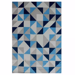 Tapis Kilim tissé à la main en laine motif Géométrique bleu