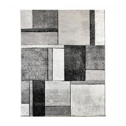Tapis TUHO - Motif géométrique - Gris, noir, blanc