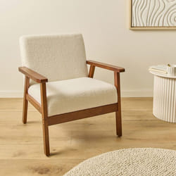 Fauteuil vintage en tissu bouclette blanc - SHERPA