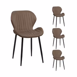Lot de 4 chaises de salle à manger en velours taupe - VELVET