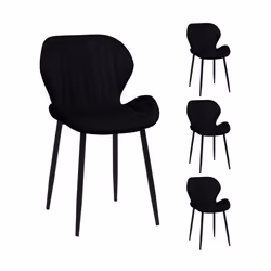 Lot de 4 chaises de salle à manger en velours noir - VELVET
