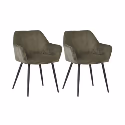 Lot de 2 fauteuils de repas en velours cotelé vert anglais - VELVET