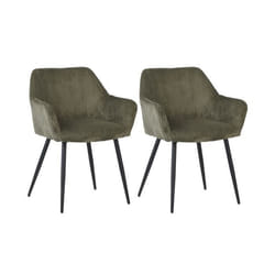 Lot de 2 fauteuils de repas en velours cotelé vert anglais - VELVET