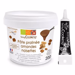 Pâte de praliné amandes-noisettes 200 g + Stylo de glaçage noir