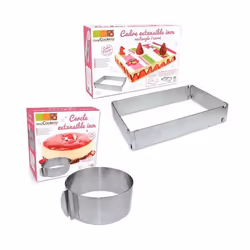 2 cadres pâtisserie extensibles - cercle & rectangle