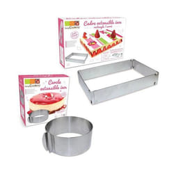 2 cadres pâtisserie extensibles - cercle & rectangle
