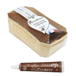 2 moules à cake en bois 21 cm + Stylo chocolat