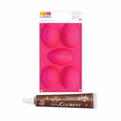 Moule 5 oeufs de Pâques + 1 Stylo chocolat offert