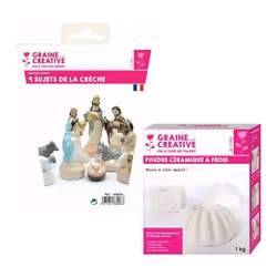 9 moules en latex Santons - Crèche de Noël + Céramique à froid 1 kg