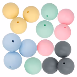 15 perles en silicone rondes 15 mm - multicolore