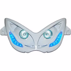 PHARES DOUBLE OPTIQUE REPLAY RR8 POUR MBK 50 NITRO 1997>2012-YAMAHA 50 AEROX 1997>2012 BLANC A