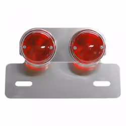 Double feu arrière rond avec support de plaque alu pour moto custom cyclo mobylette
