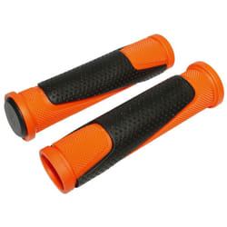 Paire de poignées VTT bi-matiere Newton - orange/noir - 130 mm - Homme - Adulte