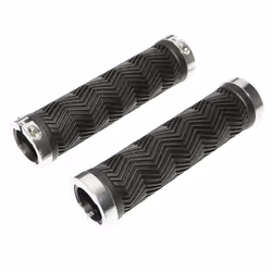 Poignée VTT Newton Chevrons Noir avec Double Collier Argent L130mm (Paire) - Marque Newton - Sports VTT