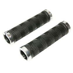 Poignée VTT Newton Chevrons Noir avec Double Collier Argent L130mm (Paire) - Marque Newton - Sports VTT