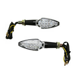 PHARES CLIGNOTANT MOTO A LEDS AVOC FUKA TRANSPARENT-NOIR Lg 95mm H30mm L30mm 15 LEDS (HOMOLOGUE ECE)