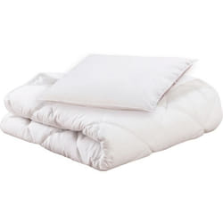 Pack Bio Couette 100x140cm + Oreiller 40x60cm - Mon P'Tit Dodo - Chaude - 100% Polyester Fibre Creuse Siliconée - 1 Personne -
