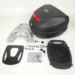 Top case Piaggio Typhoon 50 - Noir - Contenance 1 casque - Support en aluminium gris