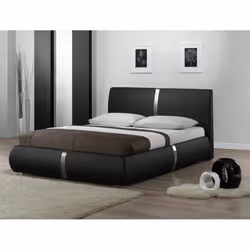 Lit 2 places 140 x 190 noir et métal chromé - EDEN - Contemporain - Design - Bois massif - A lattes