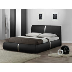 Lit 2 places 140 x 190 noir et métal chromé - EDEN - Contemporain - Design - Bois massif - A lattes